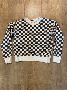 MOTHER Women’s Black & White Checkerboard Crewneck Sweater Sz. S